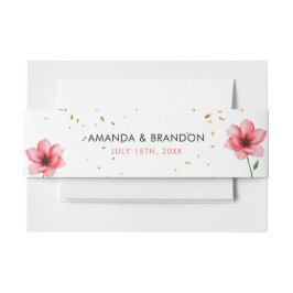 Chic Blush Roze Bloemen Confetti Lijst bruiloft Uitnodigingen Wikkel