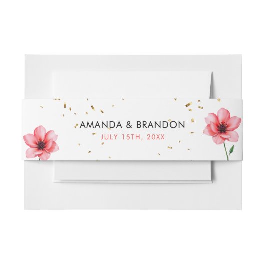 Chic Blush Roze Bloemen Confetti Lijst bruiloft Uitnodigingen Wikkel (Voorkant Voorbeeld)
