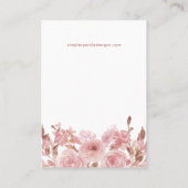 Chic Blush Roze Bloemen Oorbel Display Kaart Visitekaartje (Achterkant)