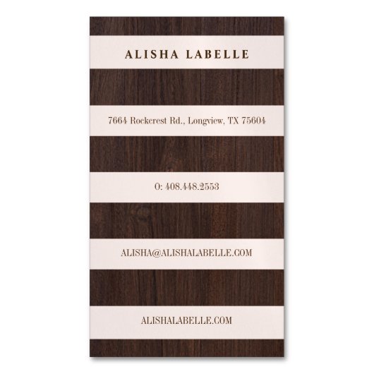 Chic Blush Roze, Donker Hout & Goud Stijlvol Monog Magnetisch Visitekaartje (Voorkant Verticaal)