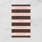 Chic Blush Roze, Donker Hout & Goud Stijlvol Monog Visitekaartje (Achterkant)