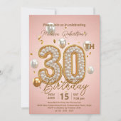 Chic Blush Roze en Glanzend Goud 30ste Verjaardag Kaart (Voorkant)