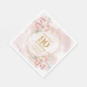 Chic blush roze en goud 90ste verjaardag cocktail servet (Hoek)