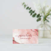 Chic Blush Roze en Gouden Waterverf Visitekaartje (Staand voorkant)