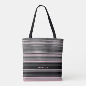Chic Blush roze en zwarte strepen met naam Tote Bag (Achterkant)