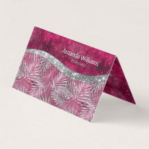 Chic blush roze fuchsia glitter blad monogram
