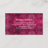 Chic blush roze fuchsia glitter blad monogram visitekaartje (Achterkant)