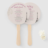 Chic Blush Roze & Goud  Eiffeltoren bruiloft Handwaaier (Voorkant en achterkant)