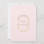 Chic Blush Roze & Goud Flora Script Wedding Kaart (Achterkant)