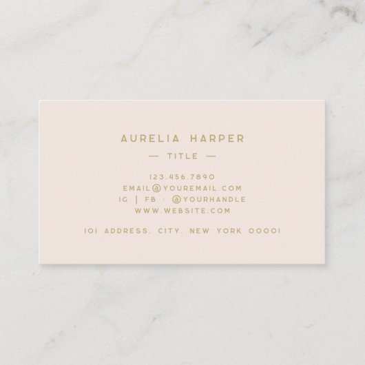 Chic Blush Roze Goud Monogram Signature Logo Visitekaartje (Achterkant)