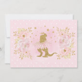 Chic Blush Roze Gouden Dinosaurus T Rex Meisje Ver Kaart (Achterkant)