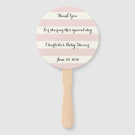 Chic blush roze iory stripes script Baby shower Handwaaier (Voorkant)