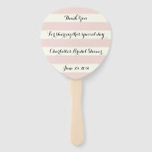 Chic blush roze iory stripes script Vrijgezellenfe Handwaaier (Voorkant)