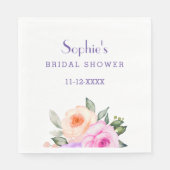 Chic Blush Roze Lila Bright Rozen Vrijgezellenfees Servet (Voorkant)