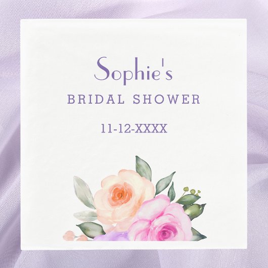 Chic Blush Roze Lila Bright Rozen Vrijgezellenfees Servet