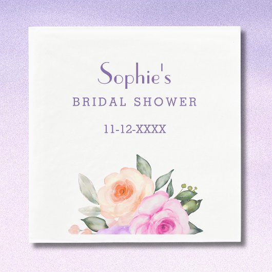 Chic Blush Roze Lila Bright Rozen Vrijgezellenfees Servet