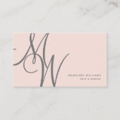 Chic Blush Roze Moderne Initialen van het Monogram Visitekaartje (Voorkant)