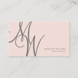 Chic Blush Roze Moderne Initialen van het Monogram Visitekaartje