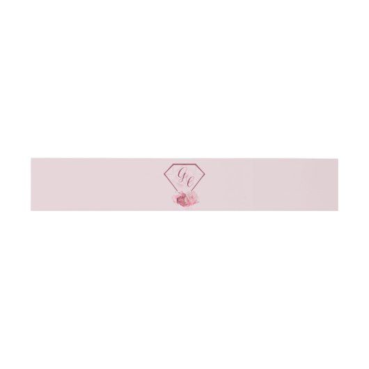 Chic Blush Roze Monogram Huwelijk Uitnodigingen Wikkel (Vlak)