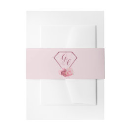 Chic Blush Roze Monogram Huwelijk Uitnodigingen Wikkel