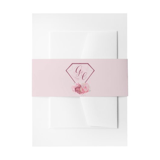 Chic Blush Roze Monogram Huwelijk Uitnodigingen Wikkel (Voorkant Voorbeeld)