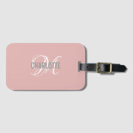Chic blush roze monogrammatica name bagagelabel