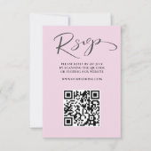 Chic Blush Roze QR Code RSVP Huwelijk Kaartje (Voorkant)