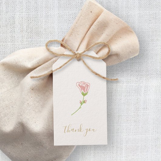 Chic Blush Roze Rose bruiloft Dank u Cadeaulabel