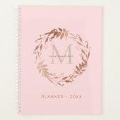 Chic Blush Roze Rose Gold Custom Monogram Planner (Voorkant)