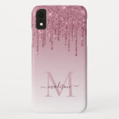 Chic Blush Roze Rose Gold Glitter Sparkle Monogram Case-Mate iPhone Case (Achterkant)