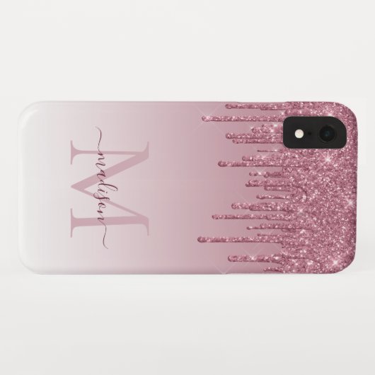 Chic Blush Roze Rose Gold Glitter Sparkle Monogram Case-Mate iPhone Case (Achterkant (horizontaal))
