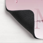 Chic Blush Roze Rose Gold Glitter Sparkle Monogram Muismat (Hoek)