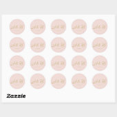 Chic blush roze script monogram bruiloft gunt ronde sticker (Vel)