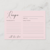 Chic Blush Roze Vrijgezellenfeest Recept Informatiekaartje (Achterkant)