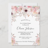 Chic Blush Roze Waterverf Floral Vrijgezellenfeest Kaart (Voorkant)