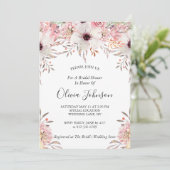 Chic Blush Roze Waterverf Floral Vrijgezellenfeest Kaart (Staand voorkant)