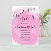 Chic Blush Roze Waterverf Graduation Party Invit Kaart (Staand voorkant)