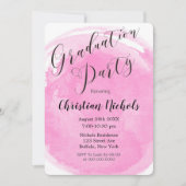 Chic Blush Roze Waterverf Graduation Party Invit Kaart (Voorkant)