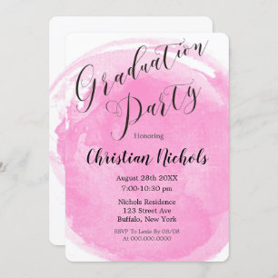 Chic Blush Roze Waterverf Graduation Party Invit Kaart