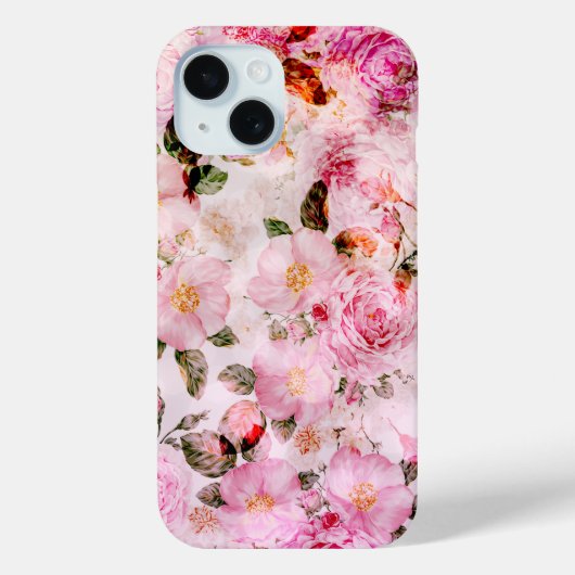 Chic  Blush Roze Waterverf Rozen Floral Case-Mate iPhone Case (Achterkant)