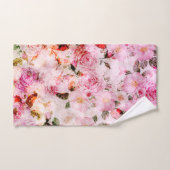 Chic  Blush Roze Waterverf Rozen Floral Handdoek (Handdoek)