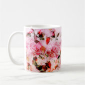 Chic  Blush Roze Waterverf Rozen Floral Koffiemok (Links)