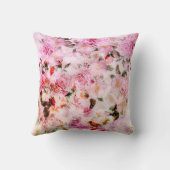 Chic  Blush Roze Waterverf Rozen Floral Kussen (Achterkant)