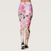 Chic  Blush Roze Waterverf Rozen Floral Leggings (Achterkant)