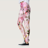 Chic  Blush Roze Waterverf Rozen Floral Leggings (Links)