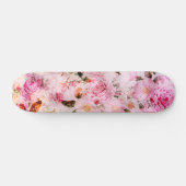 Chic  Blush Roze Waterverf Rozen Floral Persoonlijk Skateboard (Horizontaal)