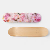 Chic  Blush Roze Waterverf Rozen Floral Persoonlijk Skateboard (Horizontaal)