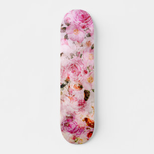 Chic  Blush Roze Waterverf Rozen Floral Persoonlijk Skateboard