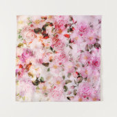 Chic  Blush Roze Waterverf Rozen Floral Wandkleed (Voorkant (horizontaal))