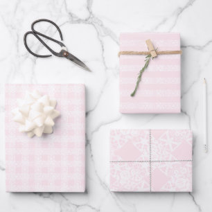 Chic blush roze & white lace patroon schattig inpakpapier vel